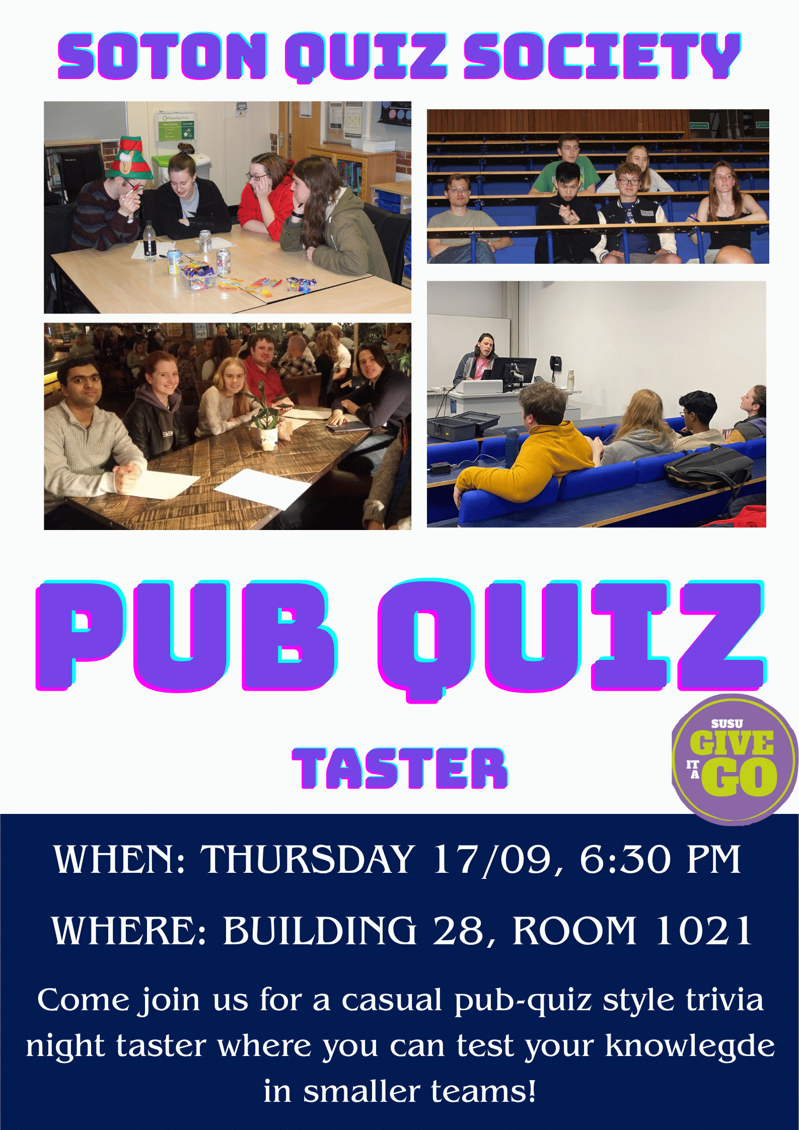 Give It A Go Freshers Taster: Pub Quiz with Quiz Soc